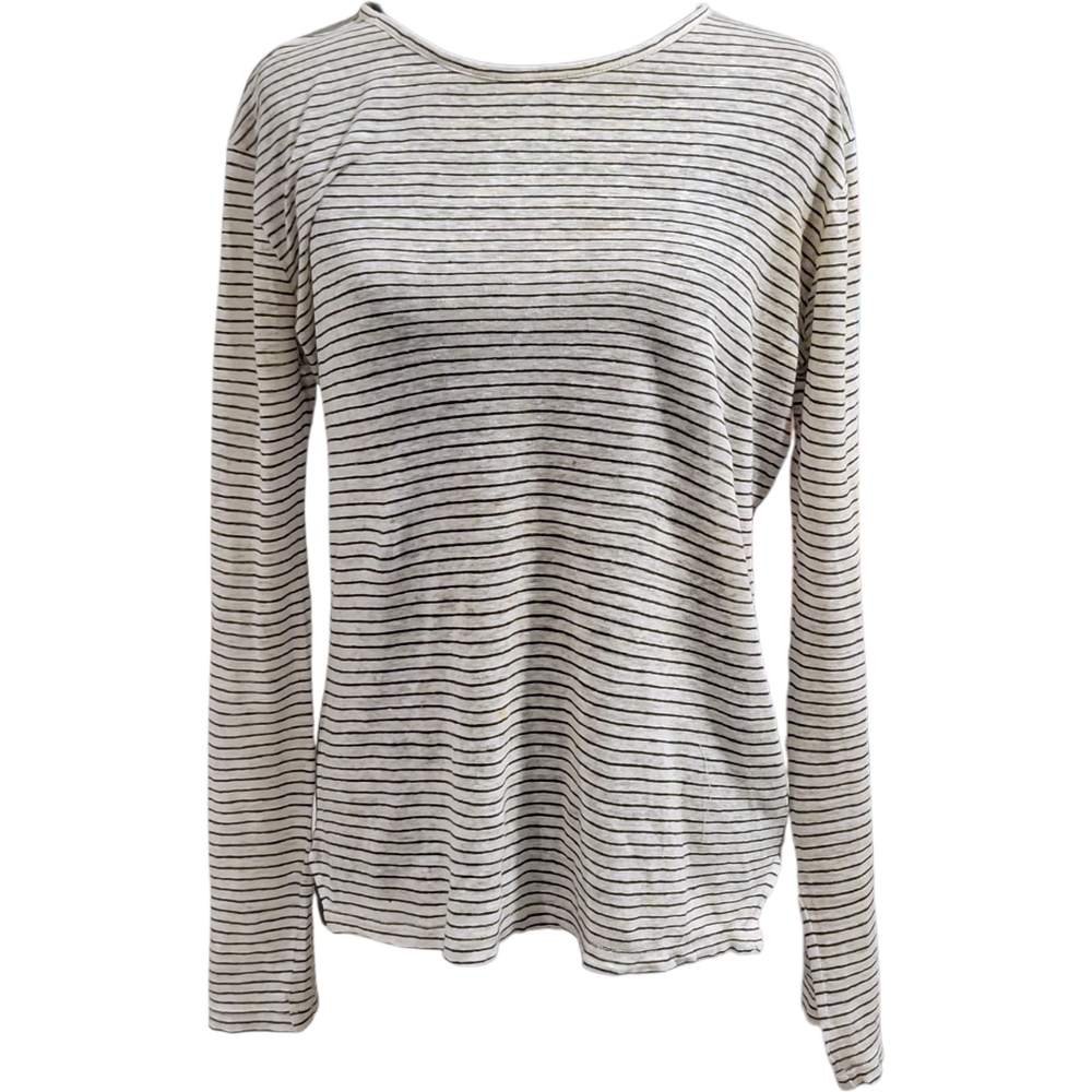 T by Alexander Wang Lightweight Cashmere Blend Sweater Striped Gray XS